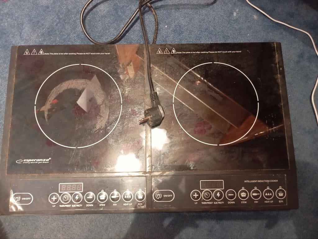 Esperanza EKH008 Inductie Kookplaat - 2x 2000W Vrijstaand, Ophalen of Verzenden