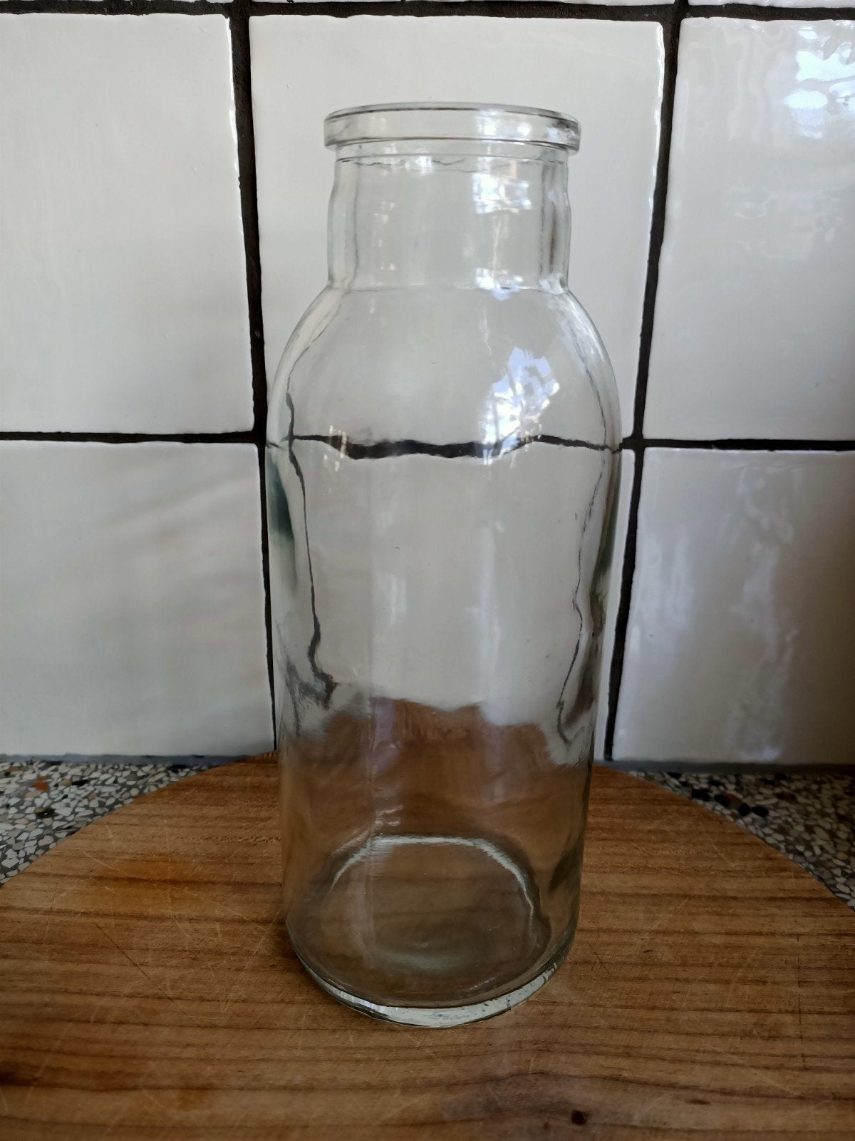 Glazen vaas flesvaas, Ophalen of Verzenden, Zo goed als nieuw, Glas