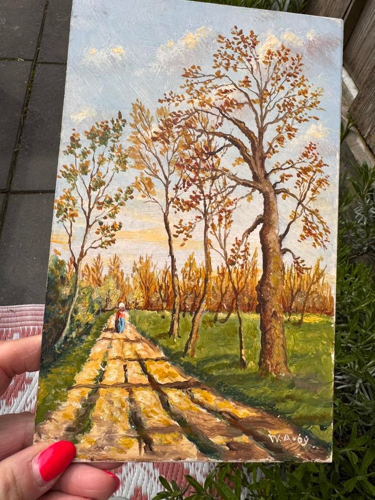 Schilderij Buursestraat Knalhutteweg Enschede Aberson, Antiek en Kunst, Kunst | Schilderijen | Klassiek, Ophalen of Verzenden