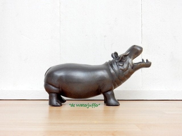 236* Bronzen nijlpaard (Boven €75 geen verzendkosten), Tuin en Terras, Ophalen of Verzenden, Nieuw, Overige materialen
