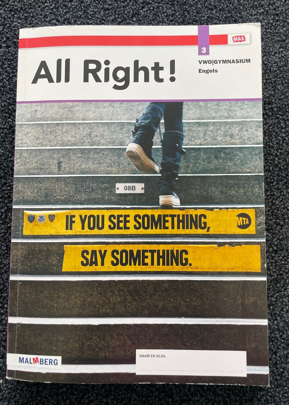 All Right! 3 VWO/Gymnasium Engels Malmberg, Boeken, Ophalen of Verzenden, Gelezen, VWO, Engels