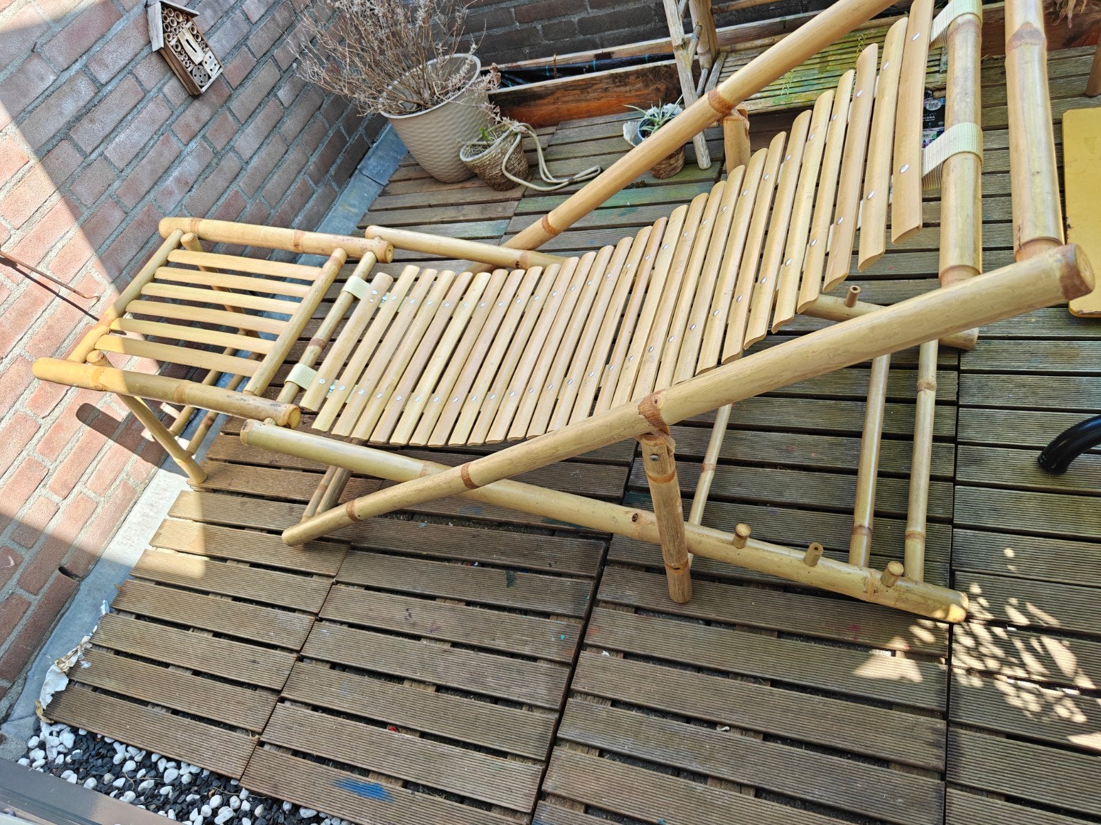 Inklapbare en verstelbare ligstoel, Tuin en Terras, Ligbedden, Ophalen, Zo goed als nieuw, Overige materialen, Verstelbaar
