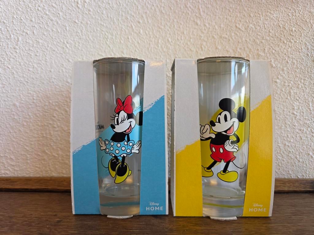Nieuwe Disney glazen Mickey Mouse en Minnie Mouse, Ophalen of Verzenden, Mickey Mouse, Nieuw, Servies