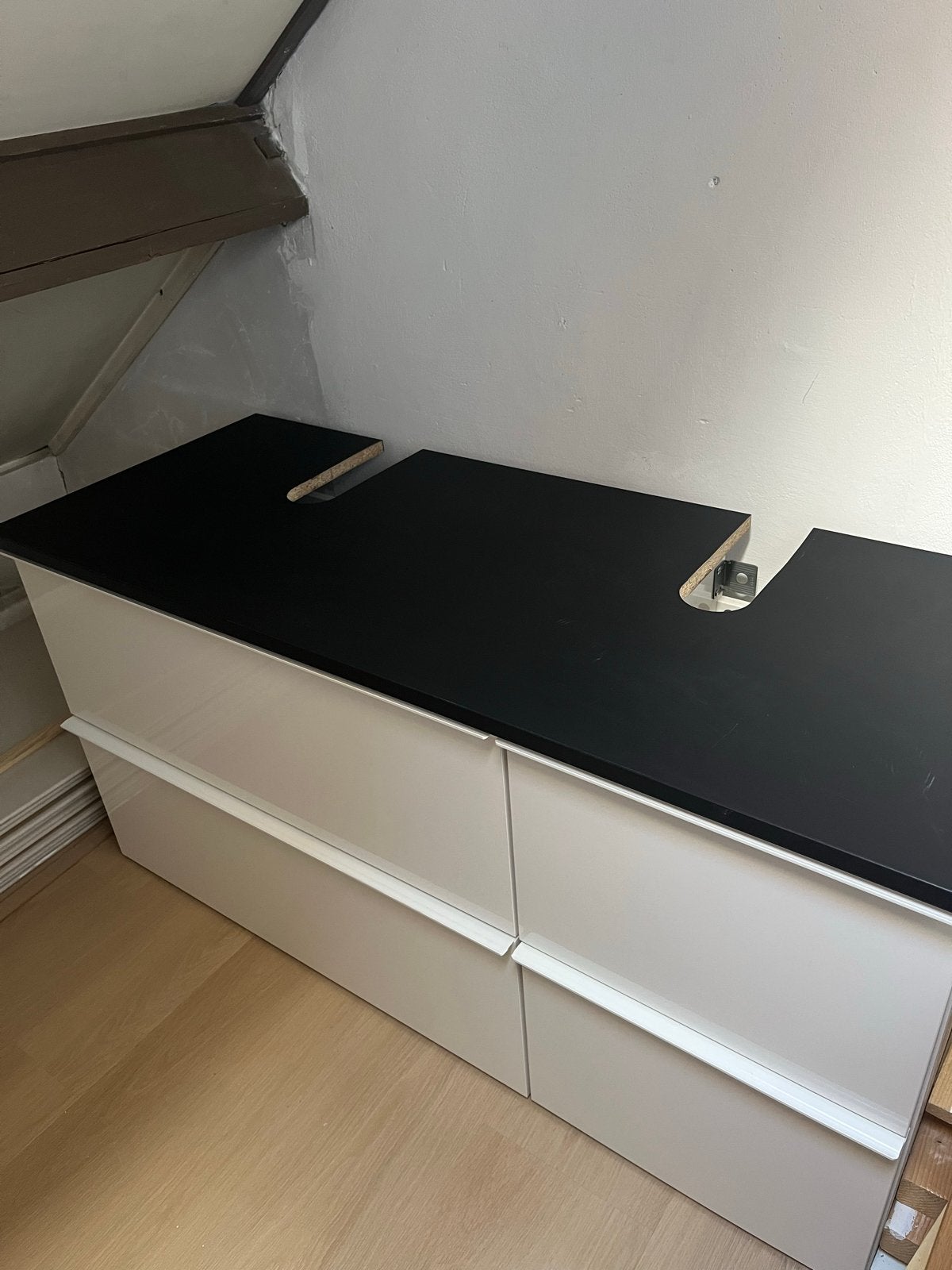 IKEA Godmorgen Badkamermeubel met lades en zwart blad, Ophalen, Gebruikt, 100 tot 150 cm, Minder dan 100 cm