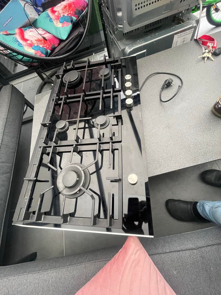 Bosch Inbouw Gasfornuis 5 Pits - Zwart Glas, Ophalen of Verzenden, Zo goed als nieuw, Inbouw, Gas