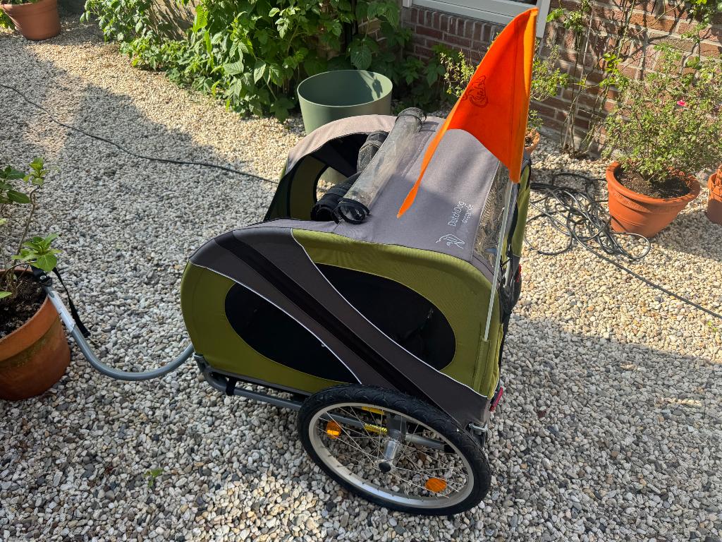 DoggyRide Hondenfietskar Novel 20 groen met trekstang, Ophalen, Opvouwbaar, Zo goed als nieuw, Hondenkar