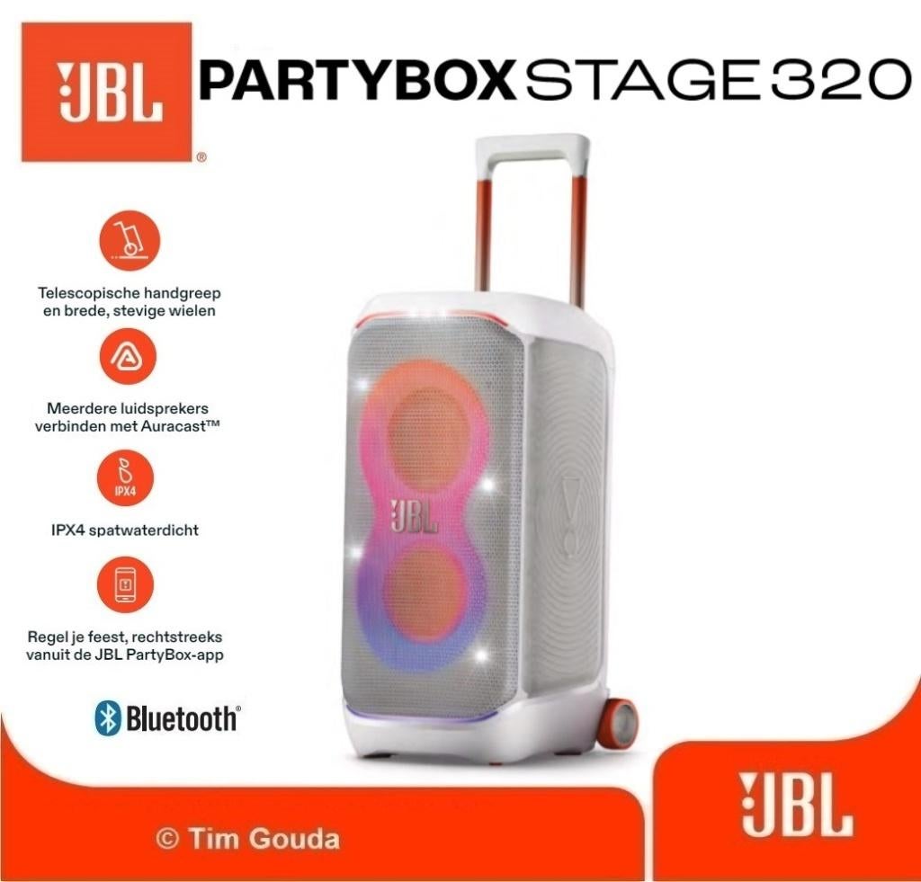 ✅ JBL Partybox Stage 320 Wit - NIEUW, JBL, Overige typen, Nieuw, Ophalen of Verzenden