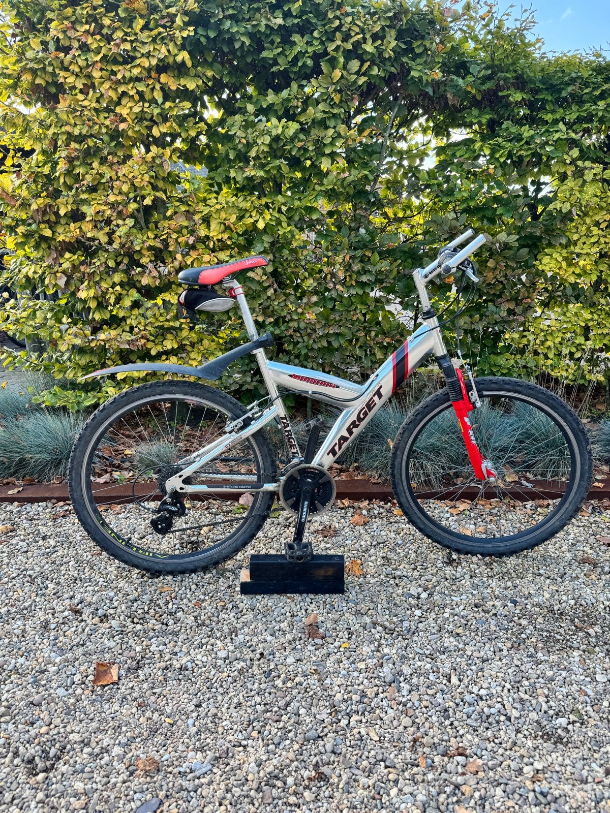 Target Mountainbike - Zilver/Rood, 21 versnellingen, Gebruikt, Hardtail, 53 tot 57 cm, Ophalen