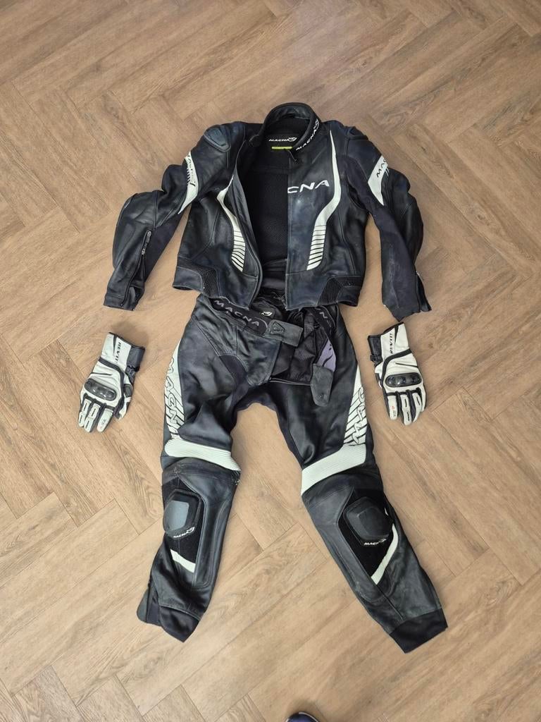 Macna Motorpak Leer XXL - Zwart/Wit, Ophalen of Verzenden, Heren, Combipak, Tweedehands