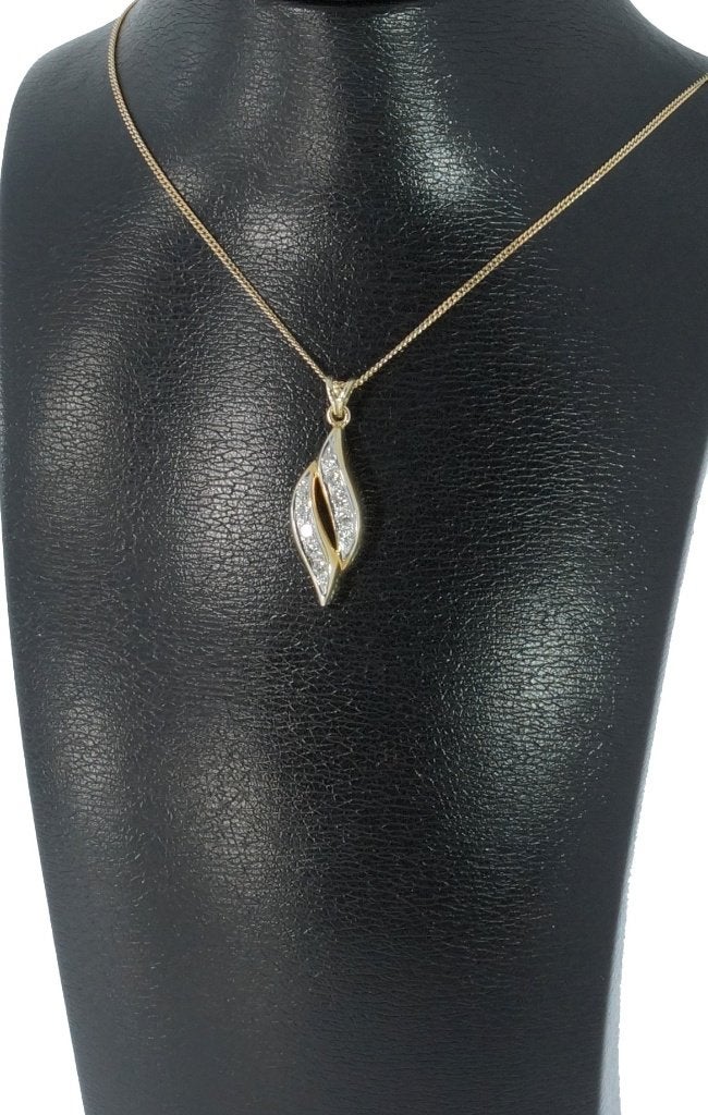 Diamanten 14k gouden ketting hanger bicolor briljant dames, Voordeelsieraden.nl, Verzenden, Zo goed als nieuw, Met edelsteen