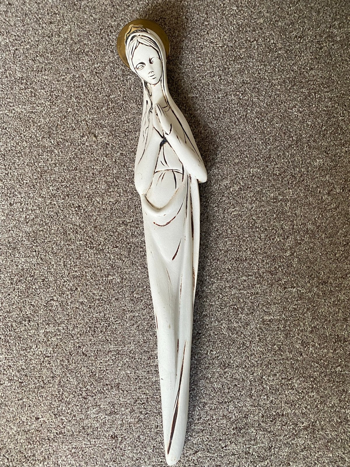 Vintage Achatit Madonna Beeld - Handgemaakt in Duitsland, Antiek en Kunst, Ophalen of Verzenden
