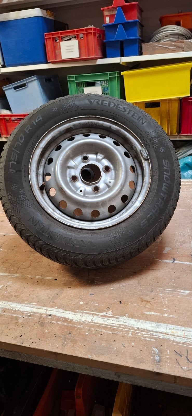 4x winterbanden compleet, Ophalen, 14 inch, 175 mm, Winterbanden