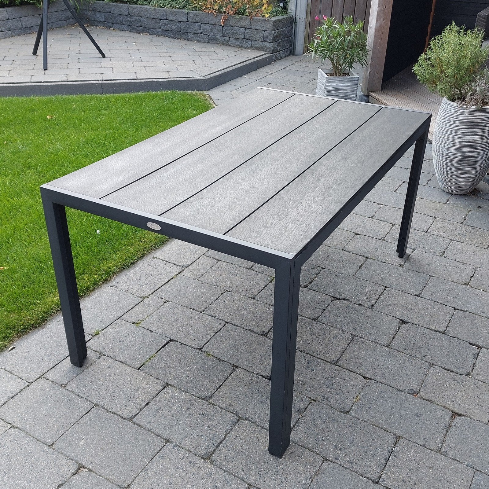 Tuintafel 150x90 - Aluminium/zwart, Ophalen, Rechthoekig, Aluminium