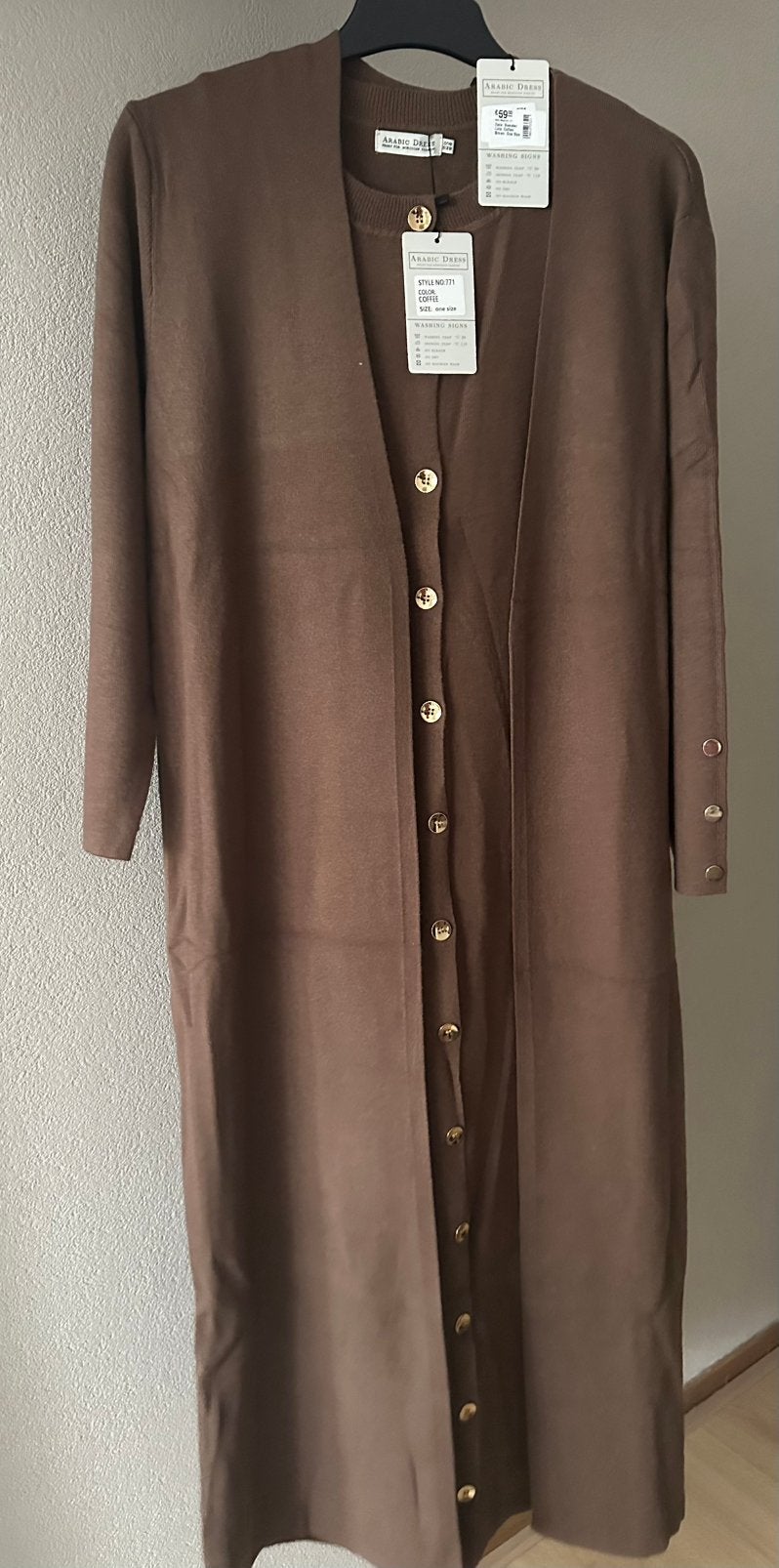 Twee delige jurk set, Kleding | Dames, Maat 38/40 (M), Bruin, Nieuw, Ophalen of Verzenden