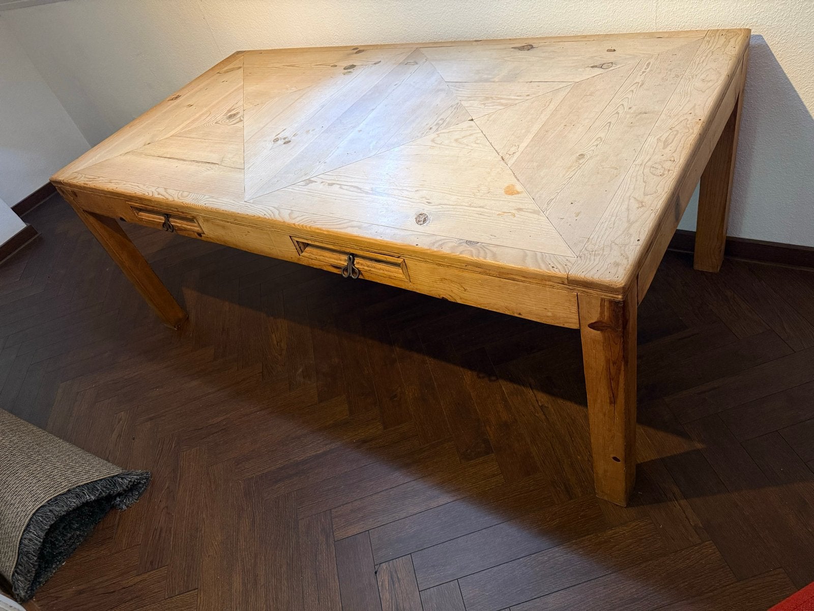 Robuuste houten eettafel/buro - 200x100x78 cm, Huis en Inrichting, Tafels | Eettafels, Ophalen, Gebruikt, 200 cm of meer, 50 tot 100 cm
