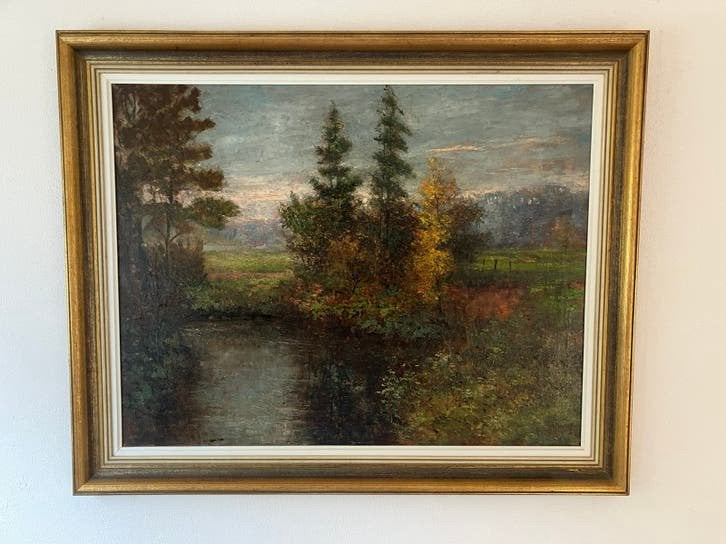 Walter Neuhof “Limburg’s landschap “, Ophalen, Doek, Impressionistisch, Gesigneerd