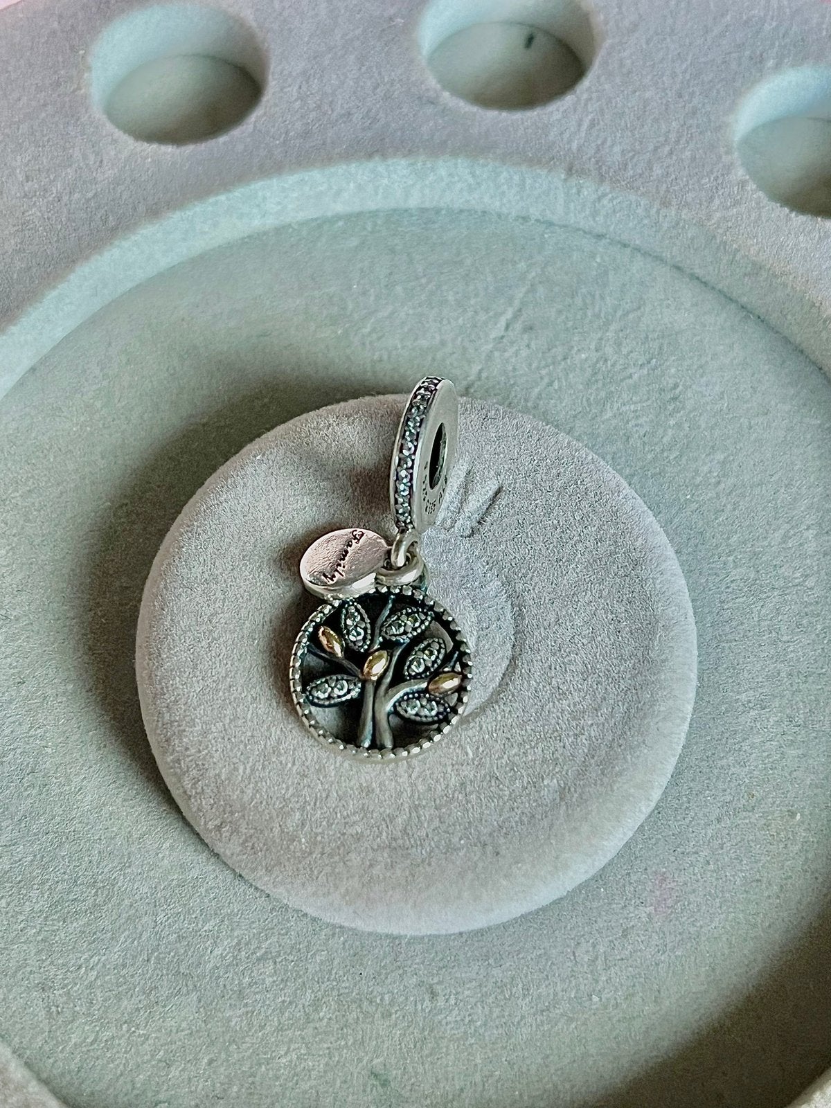 Pandora Dangle Bicolor Zilver 14k Goud Family Tree Z.G.A.N., Pandora, Ophalen of Verzenden, Zo goed als nieuw, 1 bedel