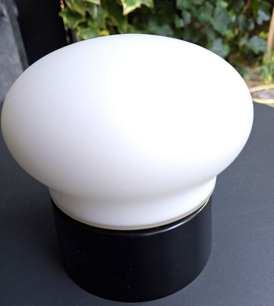 Raak plafonnière - Bakeliet /mat wit glas /sticker gemerkt, Glas, 13 cm, Zo goed als nieuw, Wit