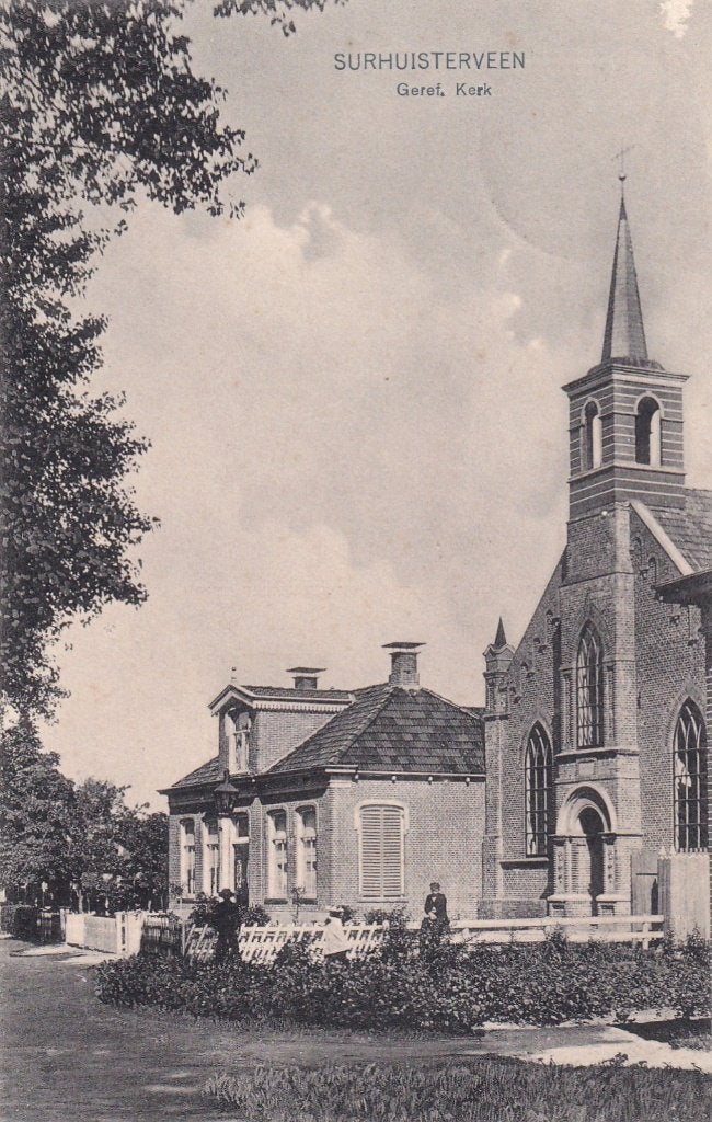 Oude Ansichtkaart Gereformeerde Kerk Surhuisterveen, Ophalen of Verzenden, Voor 1920, Gelopen, Friesland