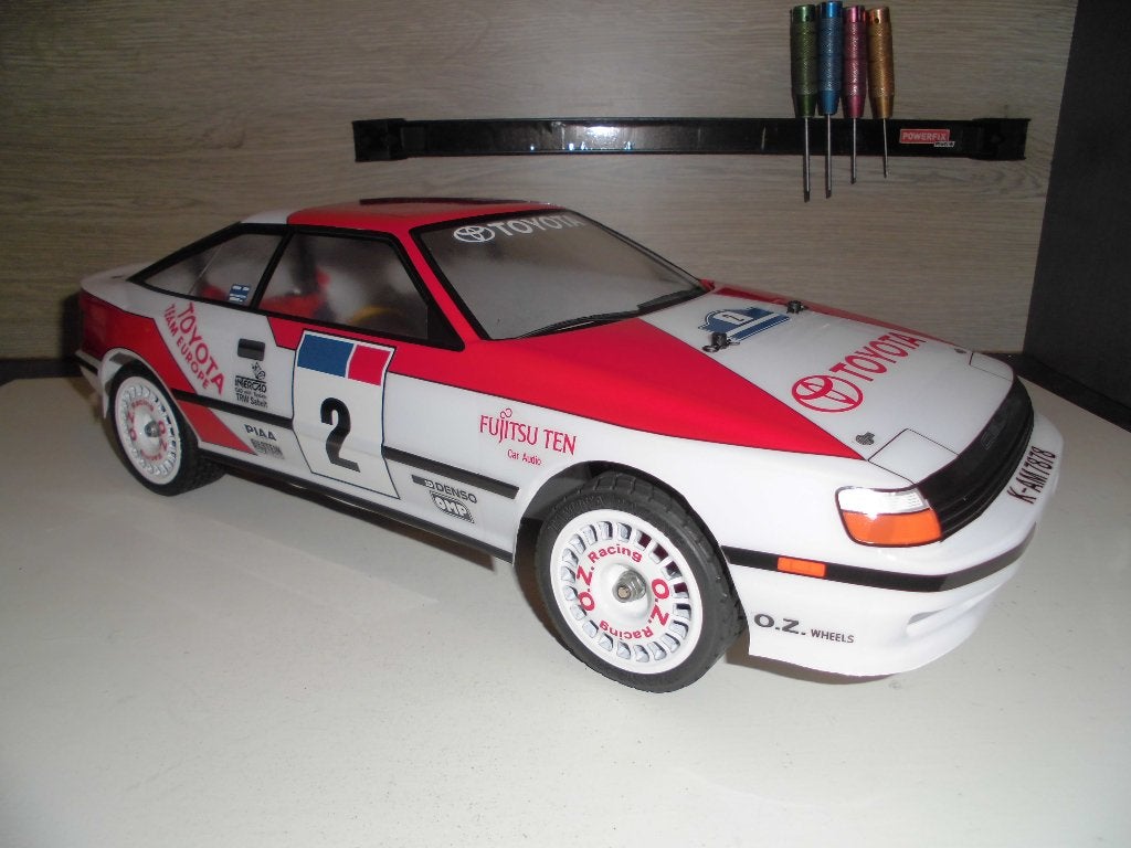 TAMIYA TA01 CHASSIS met TOYOTA CELICA GT FOUR BODY st165, Elektro, Ophalen of Verzenden, Zo goed als nieuw, Schaal 1:10