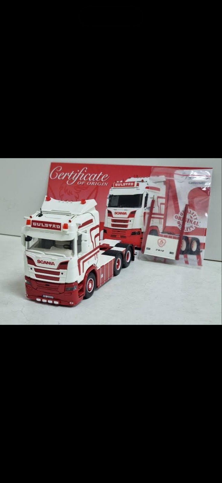 Tekno Scania Gulstad met doos en certificaat, Hobby en Vrije tijd, Ophalen of Verzenden, Zo goed als nieuw, Overige merken