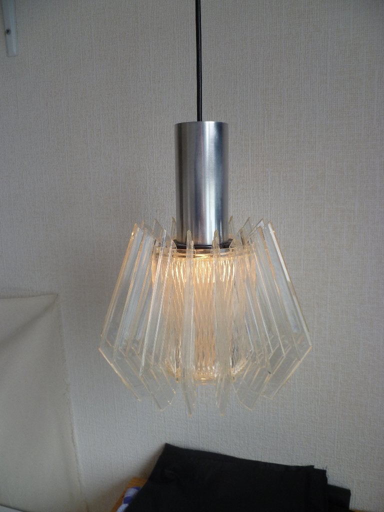 Vintage jaren 60 Philips Space Age lamellen hanglamp, Gebruikt, Ophalen of Verzenden, Space age, Minder dan 50 cm