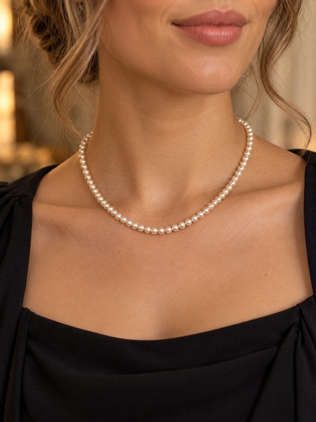 Parelketting wit met fijne parel, Ophalen of Verzenden, Nieuw, Wit, Overige materialen
