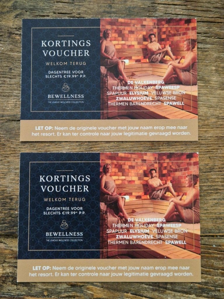 BeWellness dagentree voor twee personen, Twee personen, Cadeaubon, Spa of Sauna
