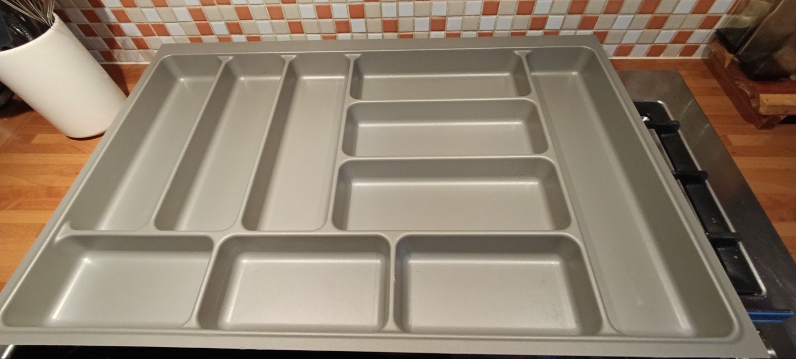 Bestekbak voor lade - Grijs kunststof, Huis en Inrichting, Keuken | Bestek, Ophalen, Kunststof, Gebruikt, Los bestek