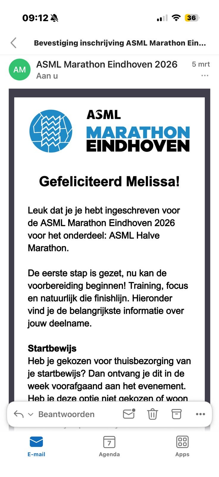 Startbewijs halve marathon eindhoven, Tickets en Kaartjes, Kortingen en Cadeaubonnen, Eén persoon, Overige soorten