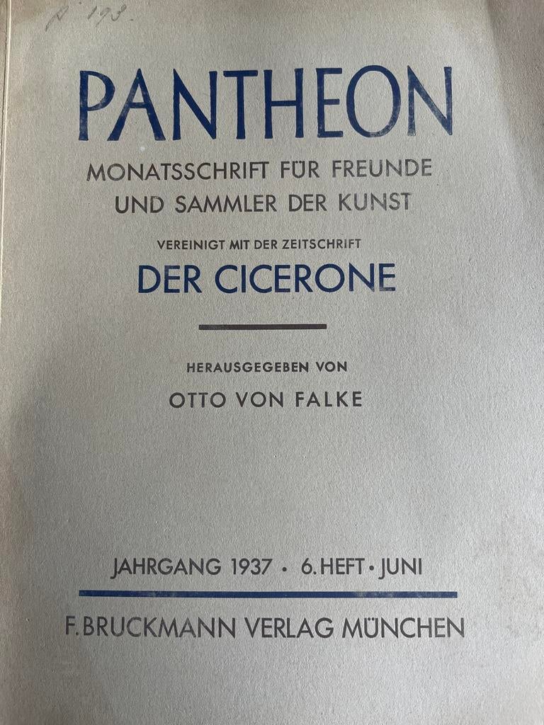 ‘37/6 Pantheon Monatszeitschrift 1937 - Kunsttijdschrift, Ophalen of Verzenden, Gelezen, Overige onderwerpen