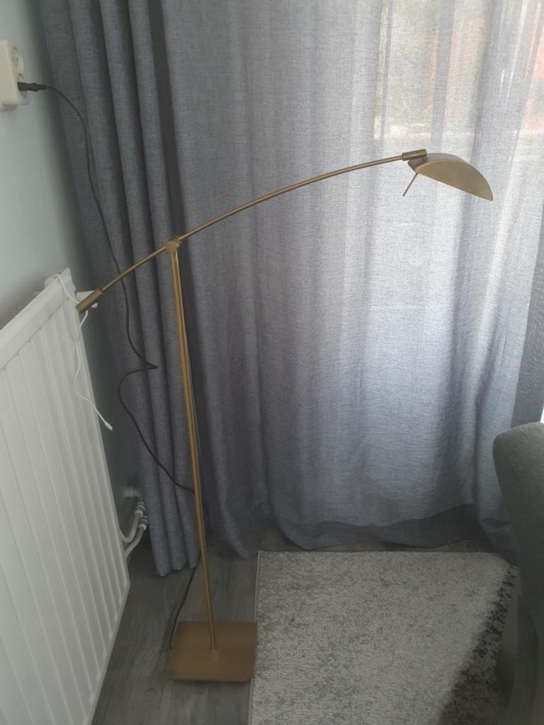 Lucide Vloerlamp Goud - Stijlvolle Verlichting, Huis en Inrichting, Lampen | Vloerlampen, Ophalen, Zo goed als nieuw, 150 tot 200 cm