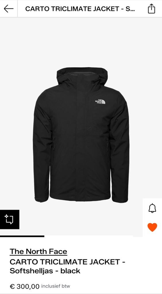 The North Face carto triclimate 3 in 1 maat S, Ophalen of Verzenden, Zo goed als nieuw, Zwart