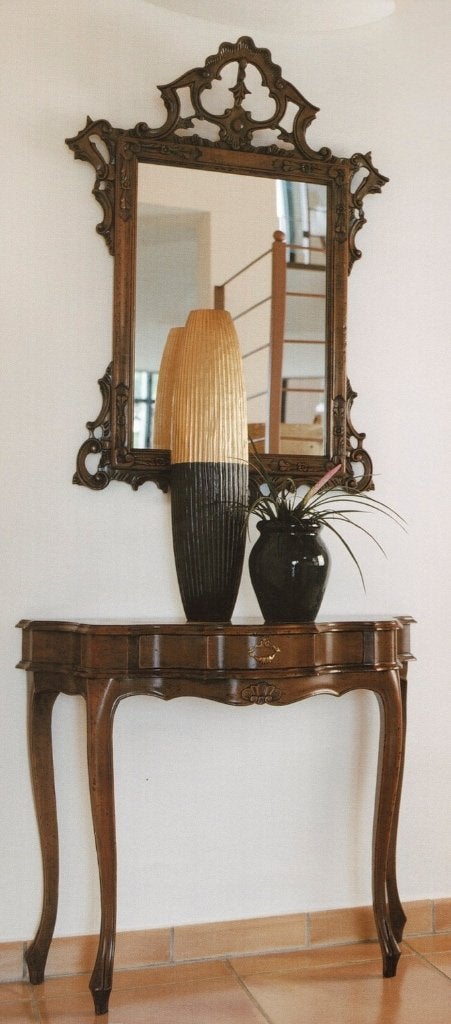 Antieke Selva console met spiegel – Italiaans notenhout, Ophalen