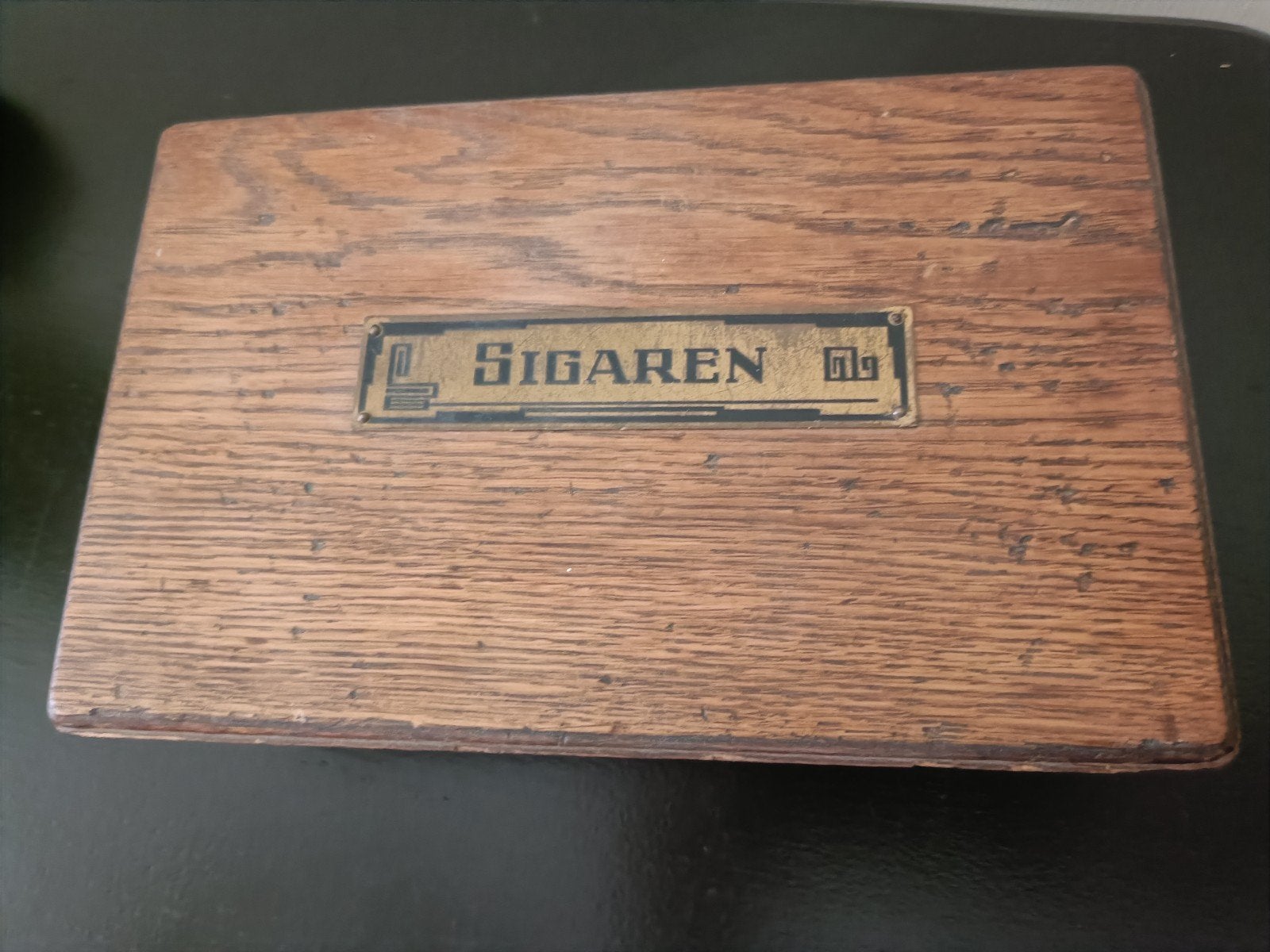 Antieke Eikenhouten Sigarendoos / Sigarenkist, Ophalen, Gebruikt, Tabaksdoos of Verpakking