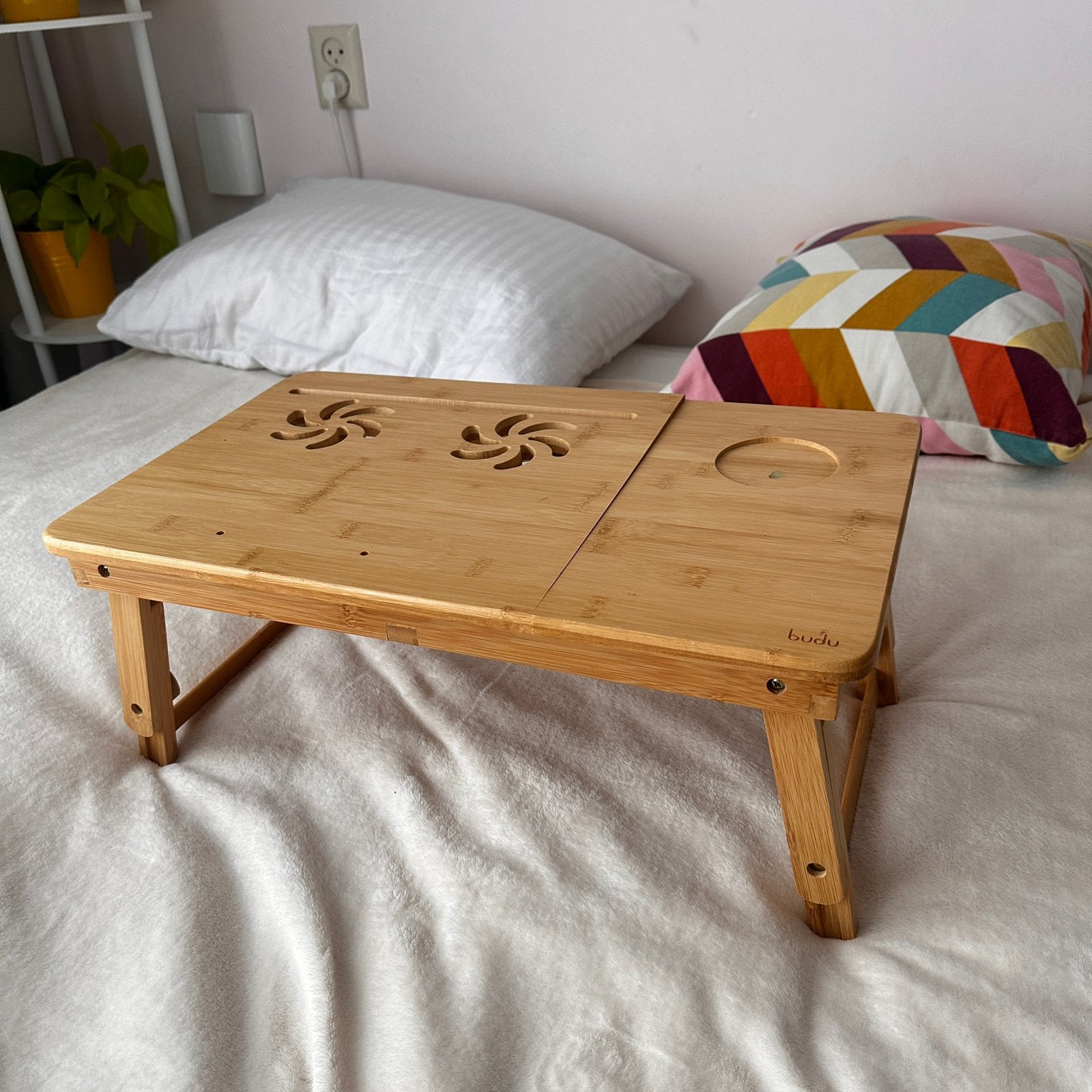 Bamboe bedtafel laptoptafel inklapbaar dienblad tafel, Ophalen, Zo goed als nieuw, Rotan, Inklapbaar