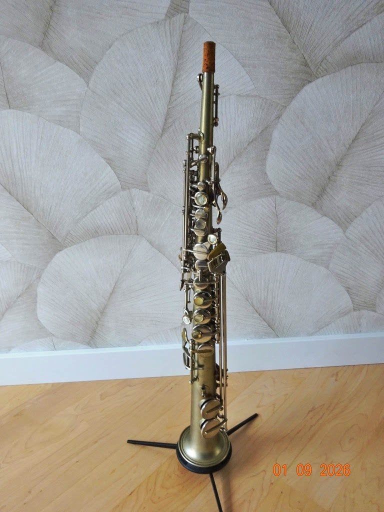 Schenkelaars sopraansax, Ophalen of Verzenden, Gebruikt, Sopraan, Met koffer