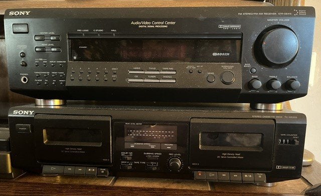 Receiver Sony + Dubbel Casssette Deck Lenco +5 Luidsprekers, Ophalen, Gebruikt, Tuner of Radio, Sony