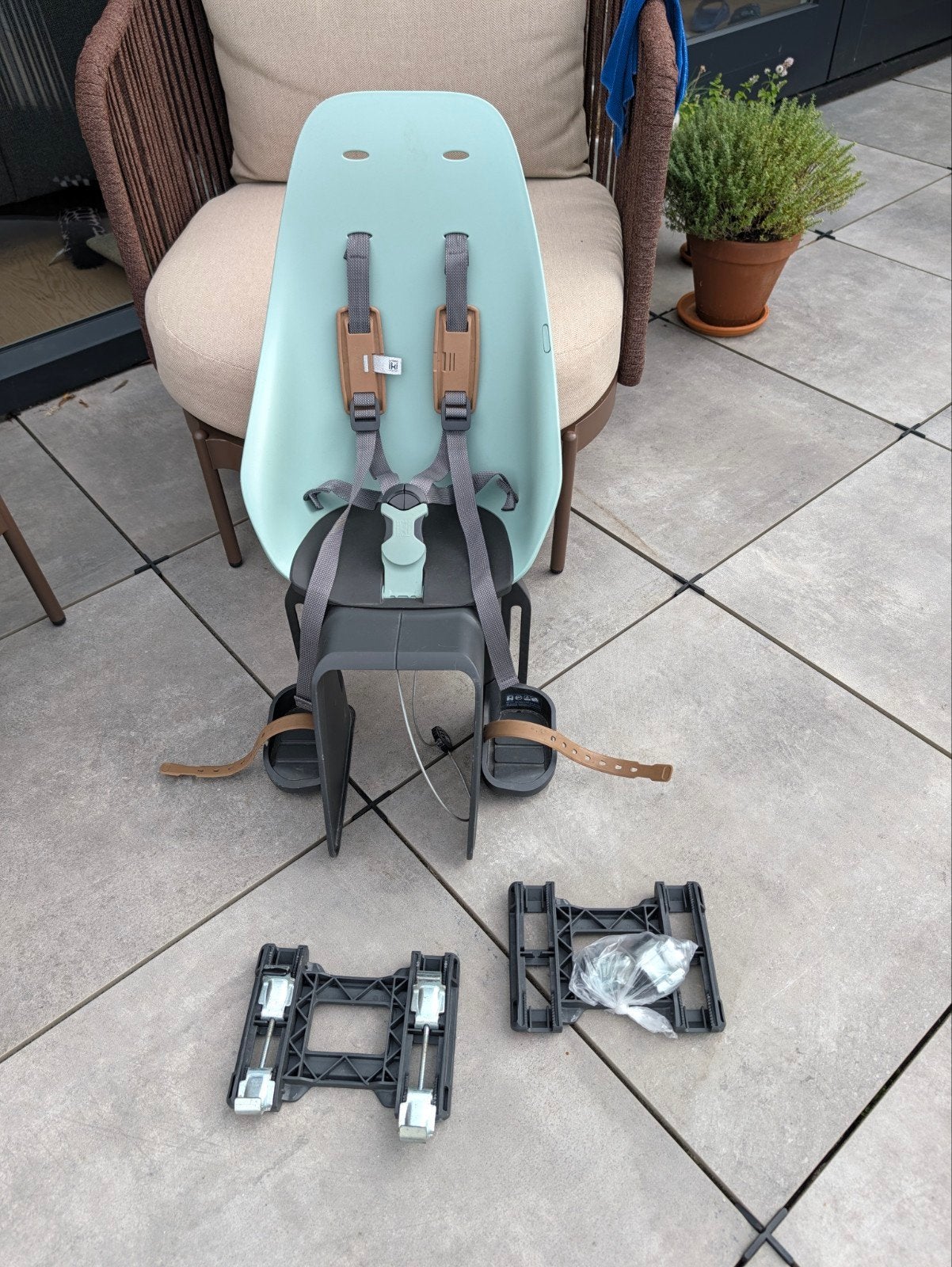 Urban Iki Achterzitje Mintgroen/Bruin + 2x Montagekader, Ophalen, Achterzitje, 9 t/m 18 kg, Urban Iki