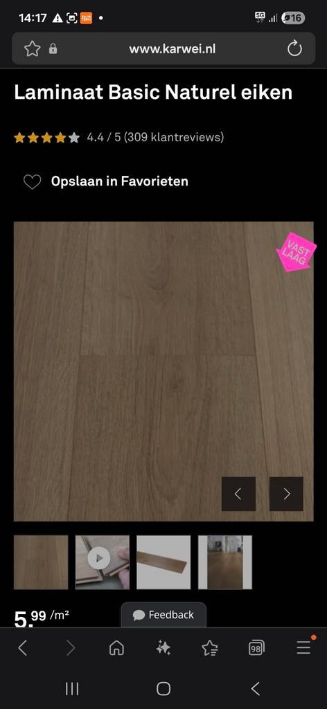 Laminaat Basic Naturel eiken - 2.92 m², Ophalen, Bruin, Nieuw, Eiken