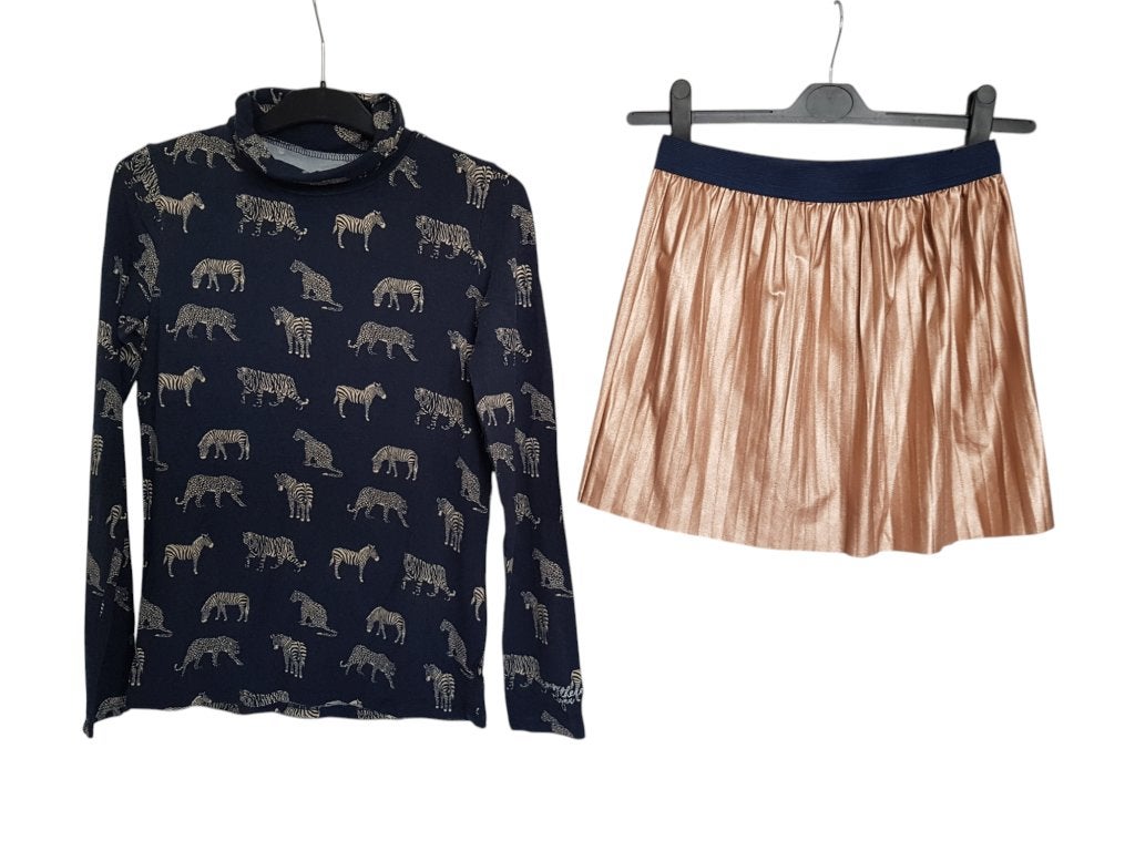 Prachtig gouden WE Fashion plissérokje maat 146-152., Kinderen en Baby's, Kinderkleding | Maat 146, Zo goed als nieuw, Jurk of Rok
