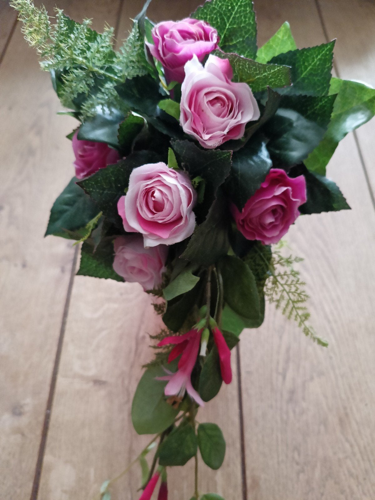 zijde boeket / bruids boeket in de tinten roze nieuw, Ophalen of Verzenden, Nieuw