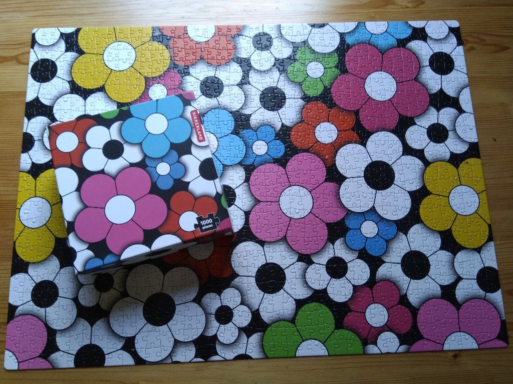 Kikkerland Happy Flowers legpuzzel 1000 stukjes, Ophalen of Verzenden, 500 t/m 1500 stukjes, Zo goed als nieuw, Legpuzzel