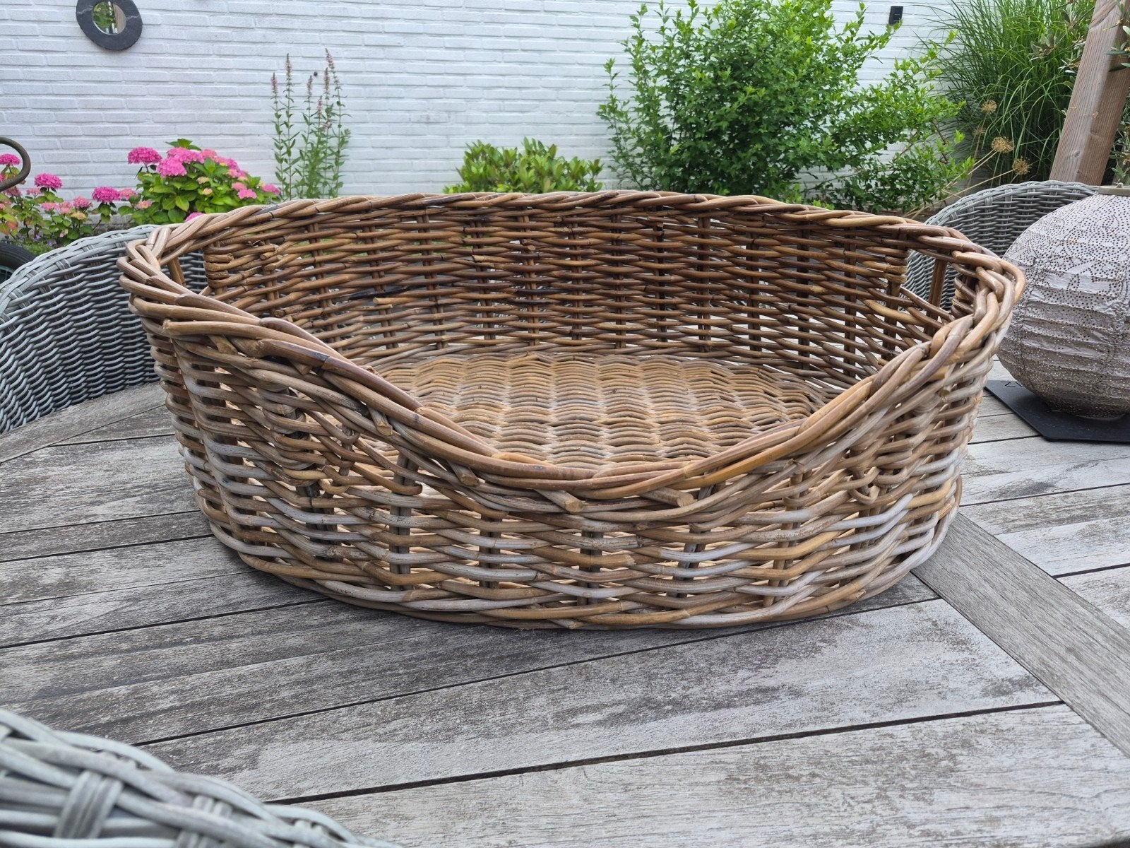 Rotan hondenmand, Ophalen, Riet