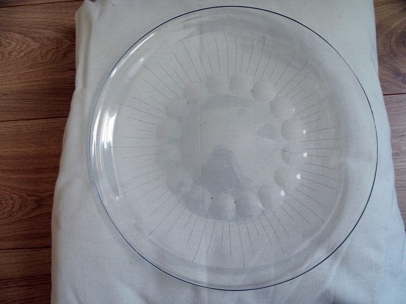 Vintage grote schaal van dun glas, Ophalen