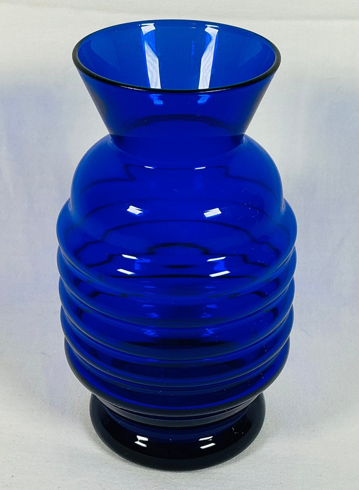 DOYEN Antiek Art Deco design kobalt blauwe glazen vaas, Ophalen of Verzenden