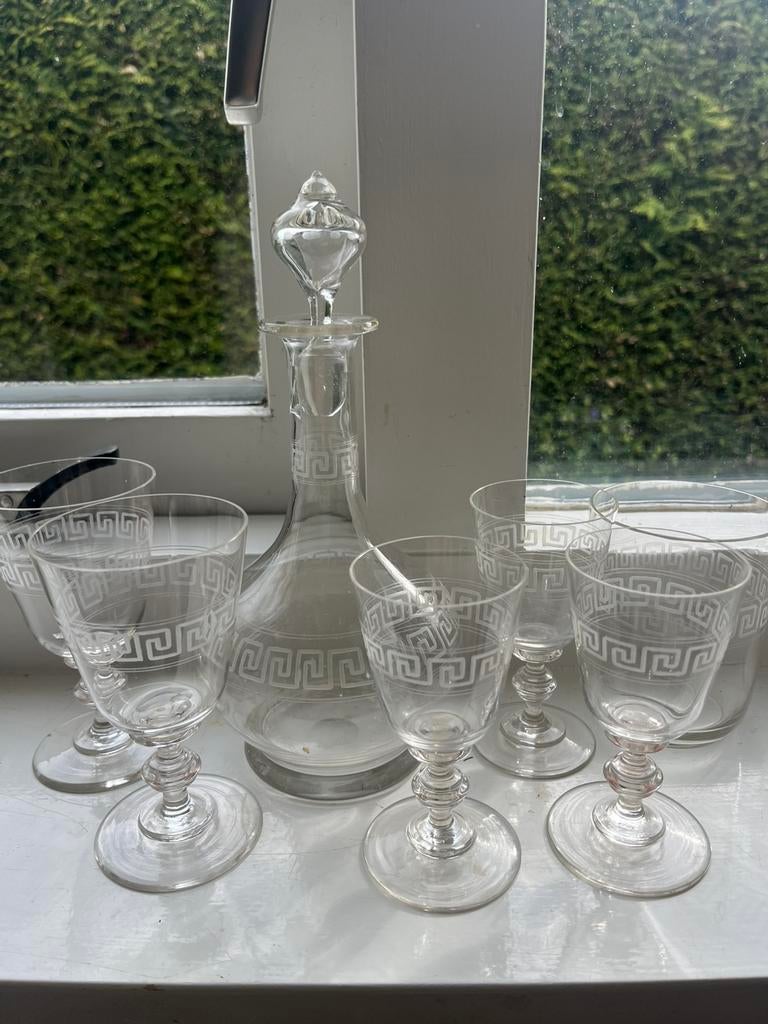 Antiek glaswerk SIERLIJKE KARAF EN GLAZEN, Antiek en Kunst, Antiek | Glas en Kristal, Ophalen of Verzenden