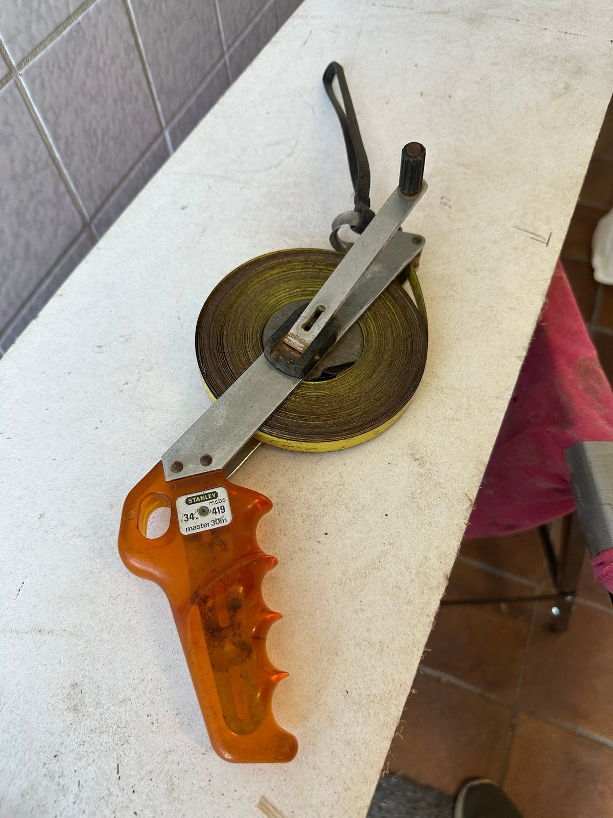 Stanley Rolmaat Master 30m - Gebruikt, Doe-het-zelf en Verbouw, Gereedschap | Handgereedschap, Ophalen, Gebruikt, Rolmaat/meetlint