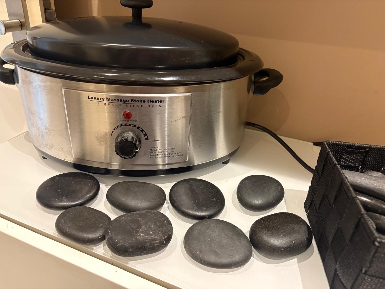 Luxe Hotstone Massage Heater met Stenen Set, Ophalen of Verzenden, Zo goed als nieuw, Hotstone