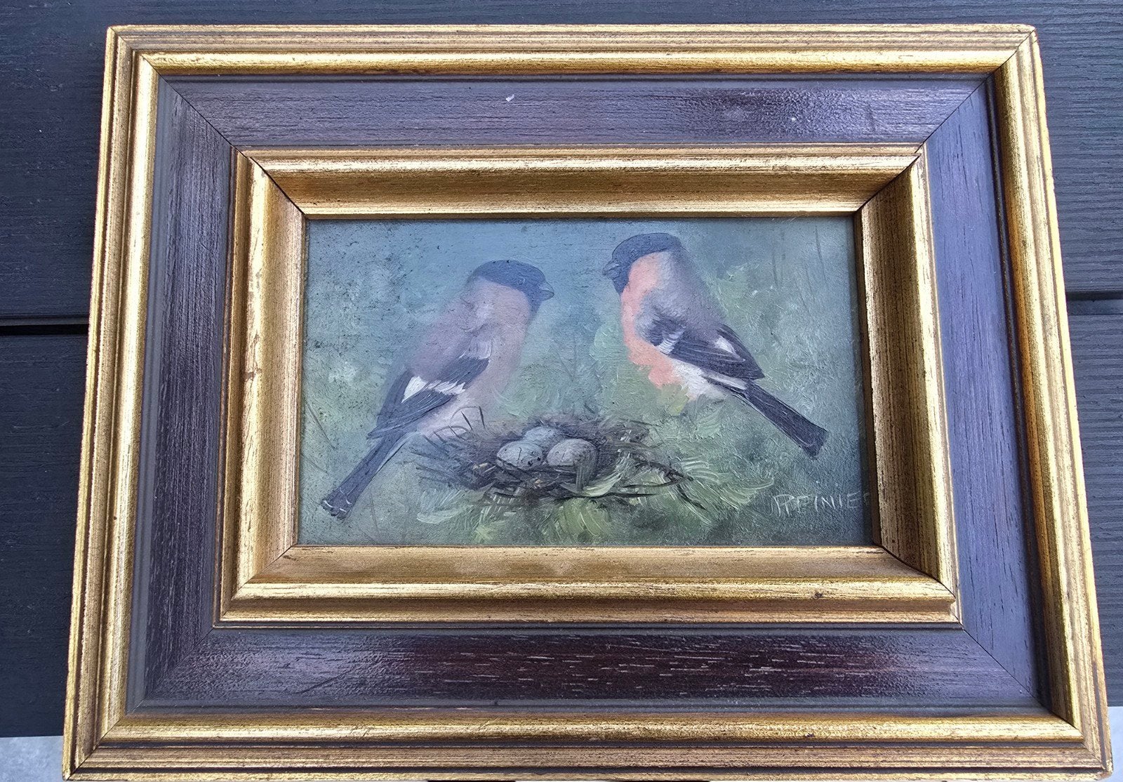 schilderijtje goudvinken, Antiek en Kunst, Kunst | Schilderijen | Klassiek, Ophalen of Verzenden